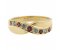 Yoga round ruby and blue diamond crossover half eternity ring
