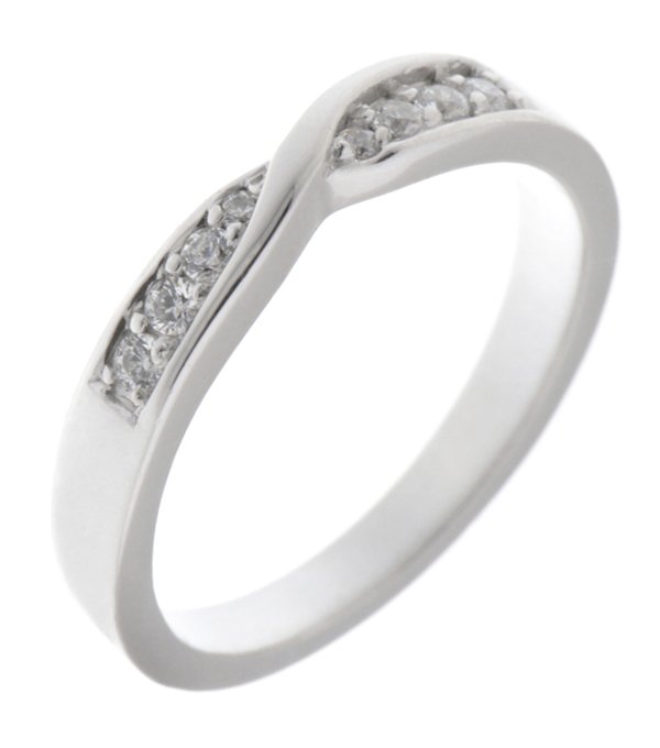 Cleo grain set round brilliant cut diamond crossover eternity ring