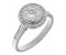 Classic round brilliant cut diamond rubover halo engagement ring