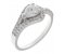 Deco curved pear shape and round brilliant cut diamond halo ring