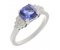 Deco step cushion cut tanzanite and round diamond ring