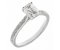 Kiss style radiant cut diamond solitaire engagement ring with grain set diamond shoulders