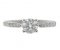 Kiss style round diamond solitaire engagement ring with grain set diamond shoulders