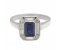 Law art deco emerald cut blue sapphire and diamond halo cluster ring