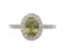 Classic claw set oval green sapphire with round diamond halo ring