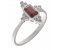 Delicate art deco style emerald cut ruby and diamond cluster ring