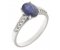 Bella classic oval blue sapphire ring with round diamond set shoulders main view