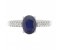 Bella classic oval blue sapphire ring with round diamond set shoulders top view