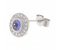 Classic round tanzanite and diamond halo earrings top view