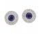 Classic round blue sapphire and diamond halo earrings main view