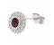 Classic round ruby and diamond halo earrings top view