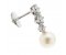 Round pearl and diamond trilogy drop earrings side view