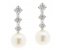 Round pearl and diamond trilogy drop earrings main view