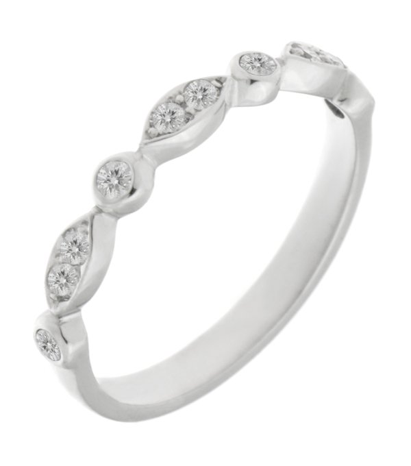 Essi fancy shaped round brilliant cut diamond half eternity ring main view