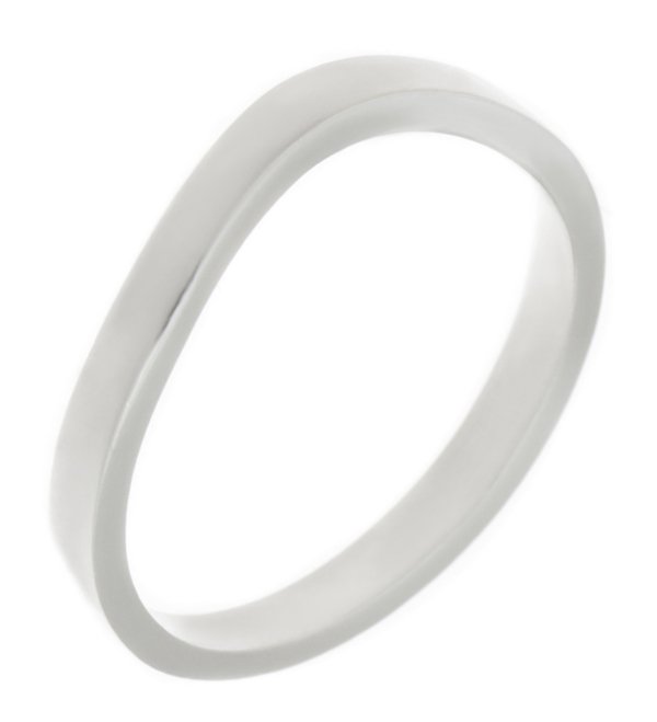 Classic curve shaped wedding band with a flat profile main image