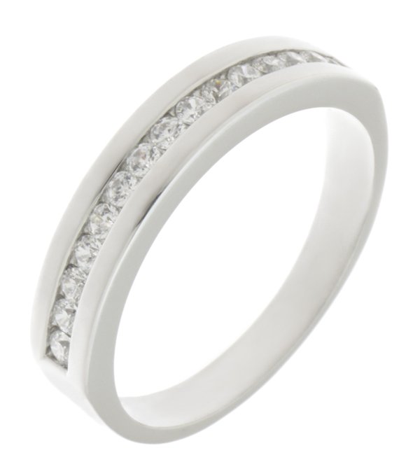 Mia channel set round brilliant cut diamond half eternity ring main image