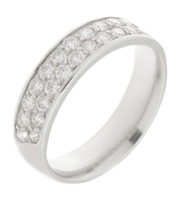 Double row grain set round brilliant cut diamond eternity ring main image