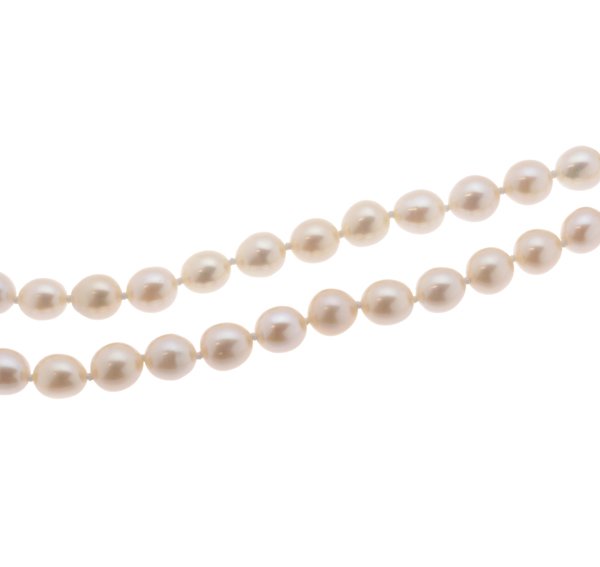 Oval shaped cultured river pearl double row necklace