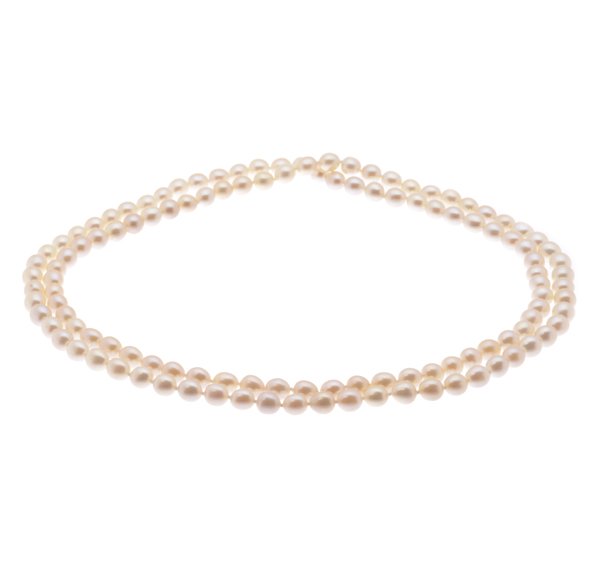 Oval shapedcultured river pearl double row necklace main image