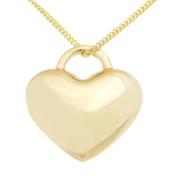 Large plain heart shape pendant yellow
