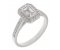 Classic rubover Emerald cut and round diamond halo cluster ring main image
