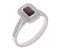 Classic rubover Emerald cut ruby and diamond halo cluster ring main image
