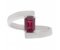 Troy modern emerald cut ruby crossover ring top view