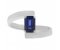 Troy modern emerald cut blue sapphire crossover ring top view