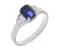 Art deco emerald cut blue sapphire and four baguette cut diamond ring main image