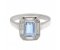 Law art deco emerald cut aquamarine and diamond halo cluster ring top view