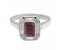 Law art deco emerald cut ruby and diamond halo cluster ring top view