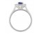 Crystal oval blue sapphire and diamond halo cluster ring side view