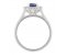 Crystal oval blue sapphire and diamond halo cluster ring side view