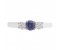 Vienna round blue sapphire and diamond trilogy ring top view