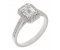Classic claw set Emerald cut and round diamond halo cluster ring main