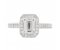 Classic claw set Emerald cut and round diamond halo cluster ring top