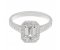 Classic claw set Emerald cut and round diamond halo cluster ring angle
