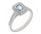 Classic rubover Emerald cut aquamarine and diamond halo cluster ring main