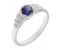 Art deco hexagon round blue sapphire and diamond ring