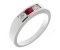 Classic channel set round ruby and brilliant cut diamond trilogy ring