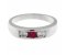 Classic channel set round ruby and brilliant cut diamond trilogy ring top