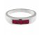 Classic channel set round ruby trilogy ring top view