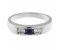 Classic channel set round blue sapphire centre and brilliant cut diamond trilogy ring top