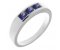 Classic channel set round blue sapphire trilogy ring