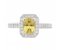 Classic claw set emerald cut yellow sapphire and round diamond halo cluster ring top view