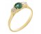 Kiss style round emerald and round brilliant cut diamond trilogy ring