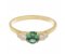 Kiss style round emerald and round brilliant cut diamond trilogy ring top