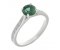 Kiss style round emerald solitaire ring with grain set diamond shoulders