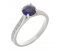 Kiss style round blue sapphire solitaire ring with grain set diamond shoulders