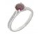 Kiss style round ruby solitaire ring with grain set diamond shoulders